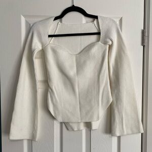 Commense Ribbed Sweetheart Neckline Top Size S